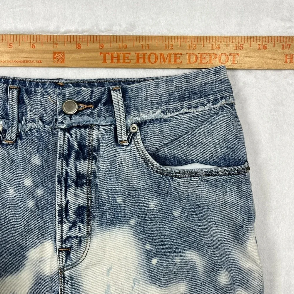 Good American Straight Leg Jeans Womens 6 Fits 28x29 Distressed‎ Bleach Splatter